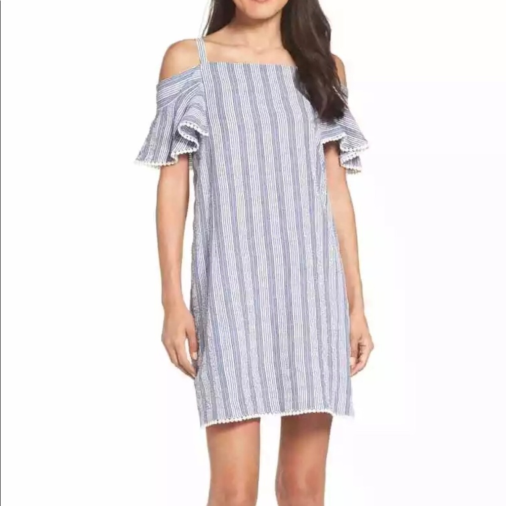Maggy London // Cold Shoulder Seersucker Dress Size 2 NWT